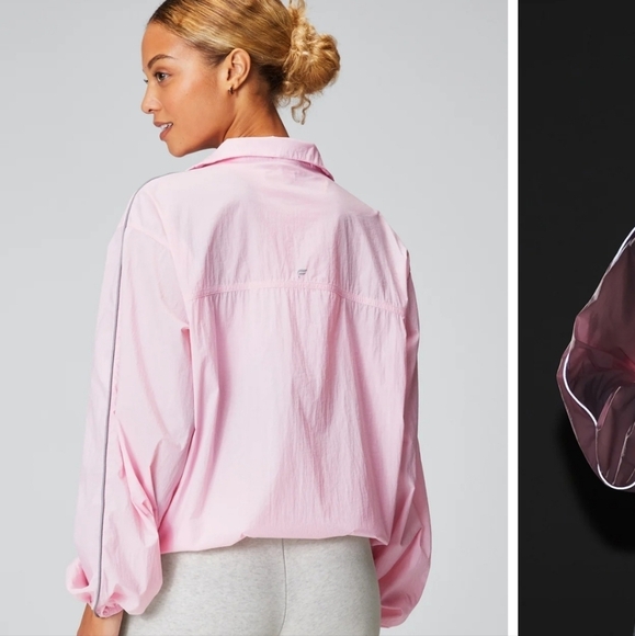 Fabletics Flyweight Oversized Windbreaker Jacket Pink XXL/1X Lightweight - Picture 2 of 13
